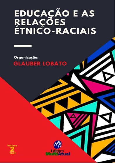Capa com título na parte superior, centralizado, autoria logo abaixo em branco e vermelho, desenhos geométricos coloridos na parte do meio para a direita e um triangulo vermelho que sai da ponta inferior esquerda para o centro com escrito 