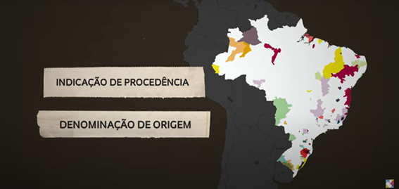 Mapa do Brasil mostrando Estados que possuem indicação geográfica de produtos