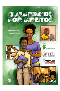Fundo verde, imagens de pessoas negras espalhadas em quadros, siglas das entidades apoiadoras, o título segue centralizado na parte superior