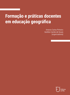 Fundo Vermelho com o título em letras brancas: Formação e práticas docentes em educação geográfica 